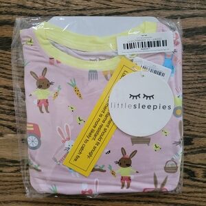 NWT Little Sleepies 4T Pink Hop To It Bunny Long Sleeve 2 Piece Pajama Set